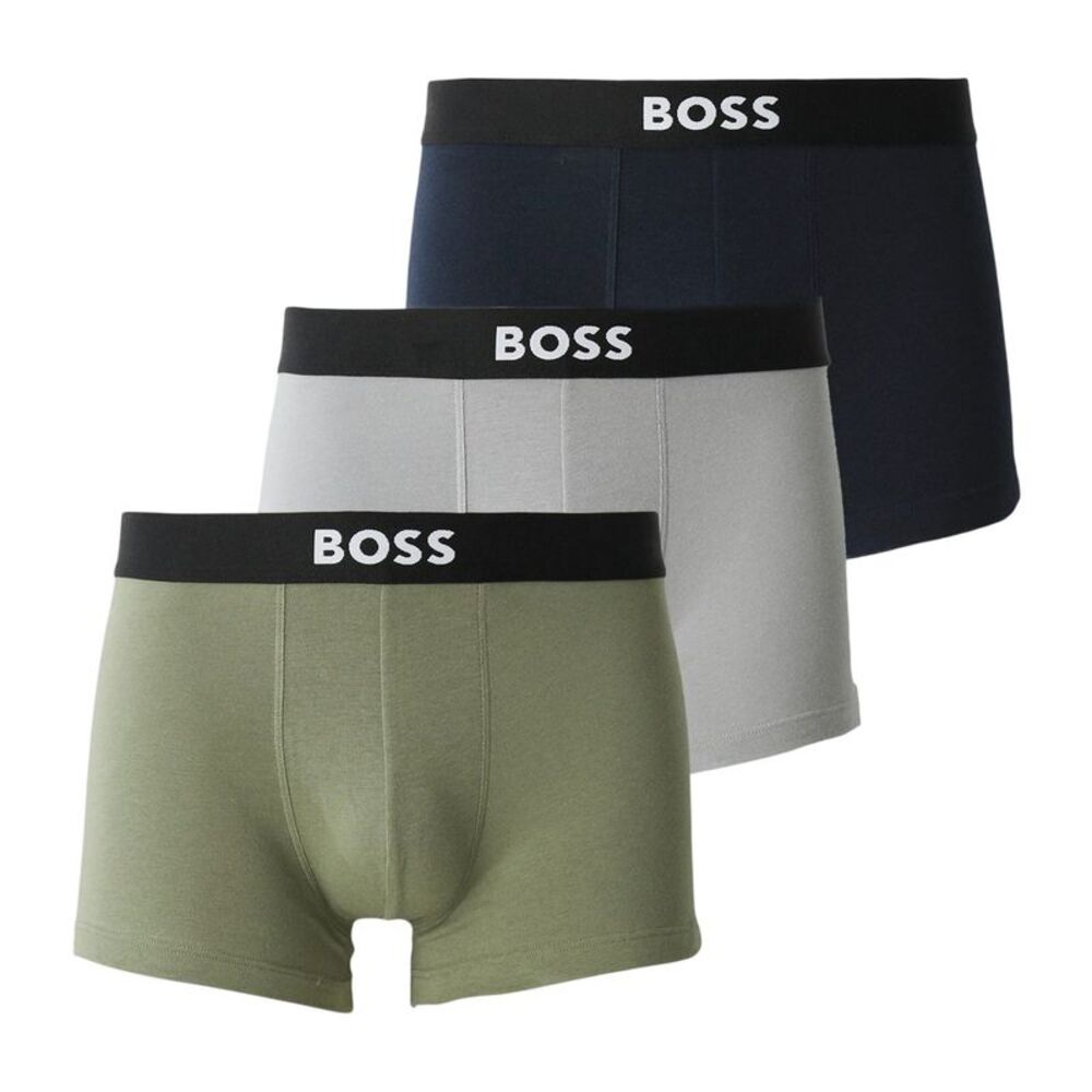 Boss Mens Logo Boxer Briefs (Pack of 3) / Olive Green/Gray/Navy